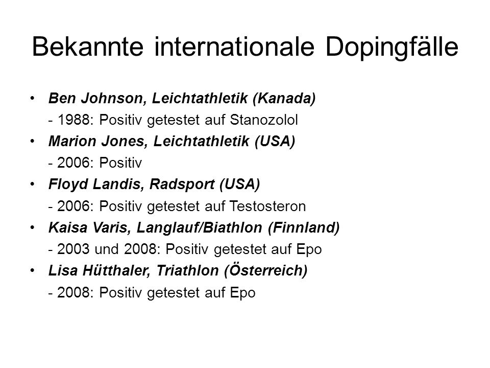 bekannte dopingfälle bekannte dopingfälle